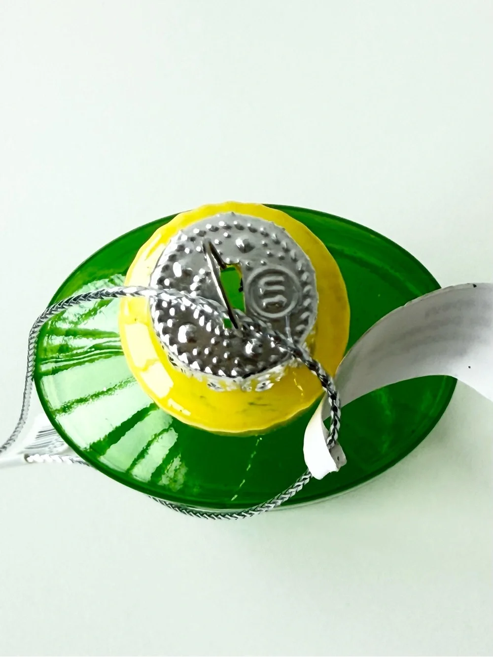 Bloomingdale’s Green Painted Glass Aloe Vera Bottle Christmas Ornament NWT